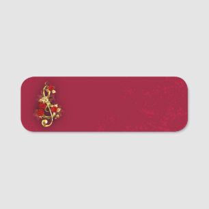 Golden Treble Cleve mit Rose Blume Namensschild