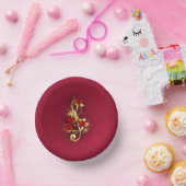 Golden Treble Cleve mit Rose Blume Pappteller (Party)