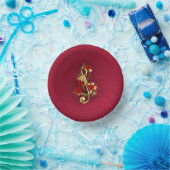 Golden Treble Cleve mit Rose Blume Pappteller (Party)