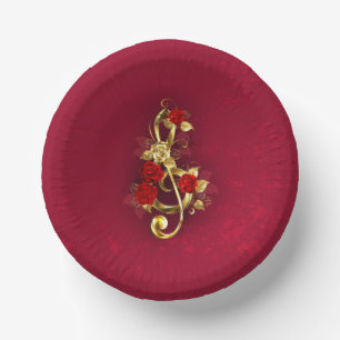 Golden Treble Cleve mit Rose Blume Pappteller