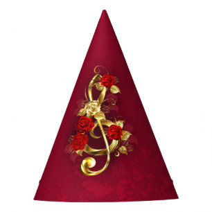 Golden Treble Cleve mit Rose Blume Partyhütchen