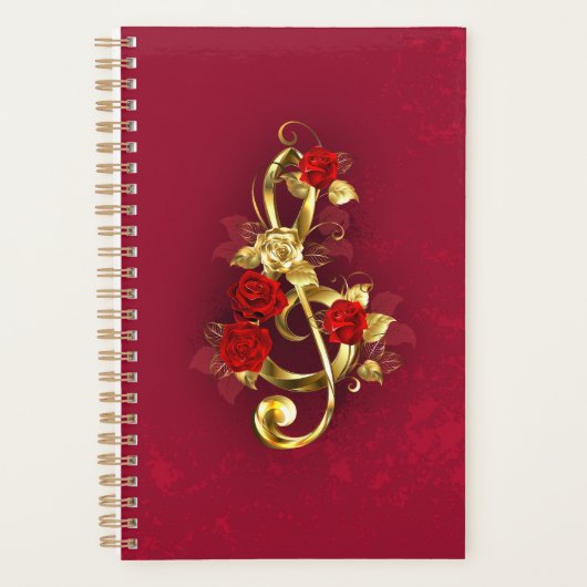Golden Treble Cleve mit Rose Blume Planer (Vorderseite)