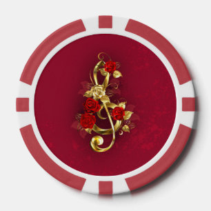 Golden Treble Cleve mit Rose Blume Pokerchips