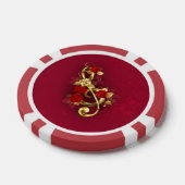 Golden Treble Cleve mit Rose Blume Pokerchips (Einzeln)