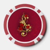 Golden Treble Cleve mit Rose Blume Pokerchips (Rückseite)