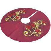 Golden Treble Cleve mit Rose Blume Polyester Weihnachtsbaumdecke (Schrägansicht)