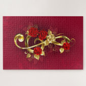 Golden Treble Cleve mit Rose Blume Puzzle (Horizontal)
