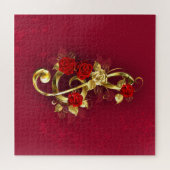 Golden Treble Cleve mit Rose Blume Puzzle (Horizontal)