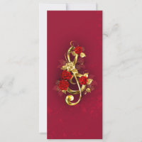 Golden Treble Cleve mit Rose Blume
