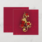 Golden Treble Cleve mit Rose Blume Save The Date (Vorne/Hinten)