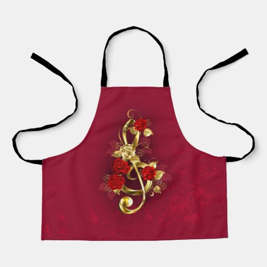 Golden Treble Cleve mit Rose Blume Schürze (Vorderseite)