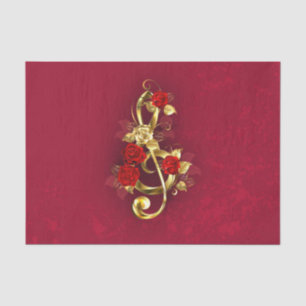 Golden Treble Cleve mit Rose Blume Seidenpapier