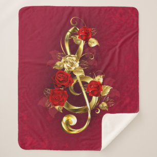 Golden Treble Cleve mit Rose Blume Sherpadecke