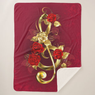 Golden Treble Cleve mit Rose Blume Sherpadecke