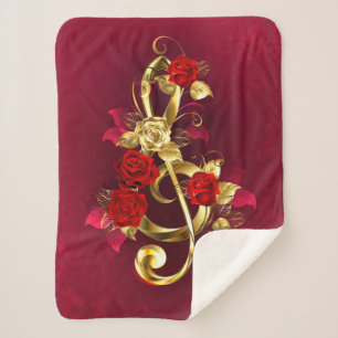 Golden Treble Cleve mit Rose Blume Sherpadecke