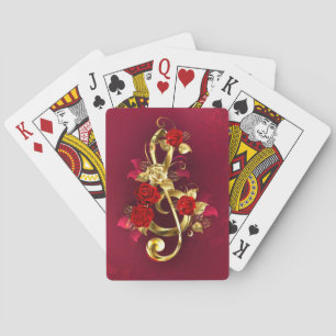 Golden Treble Cleve mit Rose Blume Spielkarten