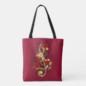 Golden Treble Cleve mit Rose Blume Tasche (Rückseite)
