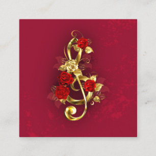 Golden Treble Cleve mit Rose Blume Telefonnummerkarte