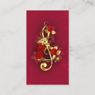Golden Treble Cleve mit Rose Blume Telefonnummerkarte