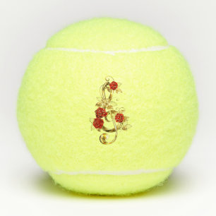 Golden Treble Cleve mit Rose Blume Tennisbälle