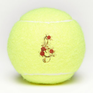 Golden Treble Cleve mit Rose Blume Tennisbälle