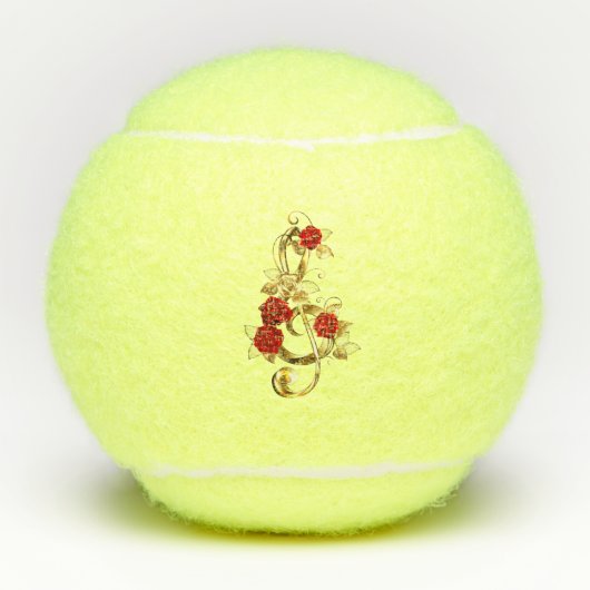 Golden Treble Cleve mit Rose Blume Tennisbälle (Vorderseite)