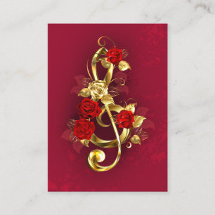 Golden Treble Cleve mit Rose Blume Terminkarte