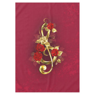 Golden Treble Cleve mit Rose Blume Tischdecke