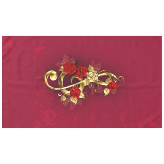 Golden Treble Cleve mit Rose Blume Tischdecke (Vorderseite (Horizontal))