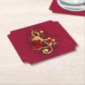 Golden Treble Cleve mit Rose Blume Untersetzer (angewinkelt)
