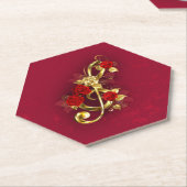 Golden Treble Cleve mit Rose Blume Untersetzer (angewinkelt)