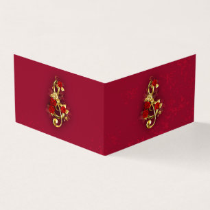 Golden Treble Cleve mit Rose Blume Visitenkarten