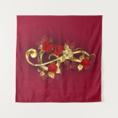 Golden Treble Cleve mit Rose Blume Wandteppich (Vorderseite (Horizontal))