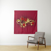 Golden Treble Cleve mit Rose Blume Wandteppich (Beispiel (Horizontal))