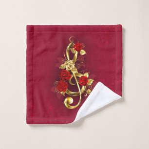 Golden Treble Cleve mit Rose Blume Waschlappen