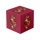 Golden Treble Cleve mit Rose Blume Würfel (Rückseite Schrägansicht)