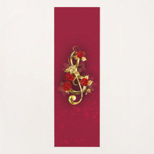 Golden Treble Cleve mit Rose Blume Yogamatte