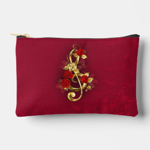 Golden Treble Cleve mit Rose Blume Zubehörtasche