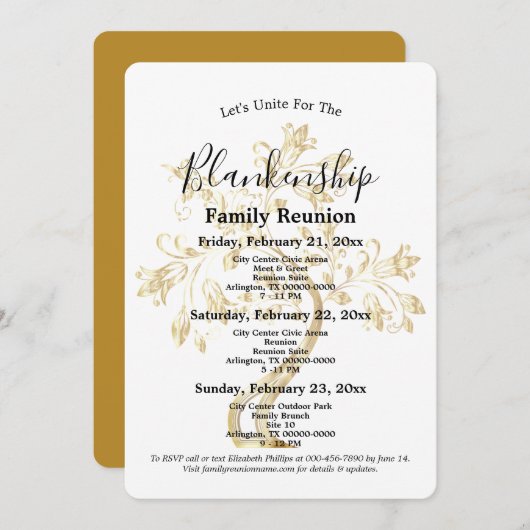 Golden Tree 3-Tage-Wiedersehen Einladung (Vorne/Hinten)