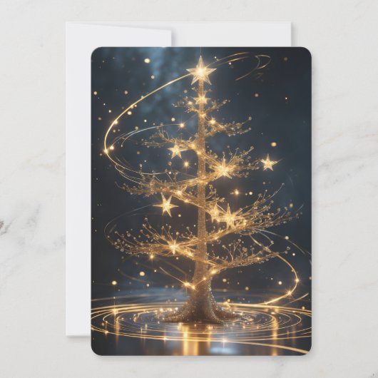 Golden Tree Holiday Greeting Card Feiertagskarte (Vorderseite)