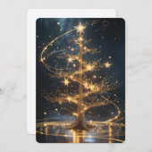 Golden Tree Holiday Greeting Card Feiertagskarte (Vorne/Hinten)