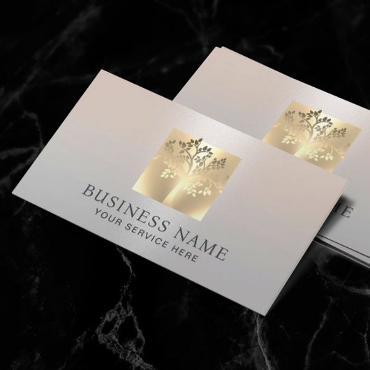 Golden Tree Logo Modern Silver Salon & WELLNESS-CE Visitenkarte