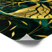 Golden Tree of Life Yggdrasil on Malachite Poster (Ecke)