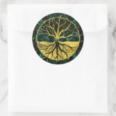 Golden Tree of Life Yggdrasil on Malachite Runder Aufkleber (Tasche)