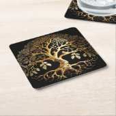 Golden Tree of Life Yggdrasil Rechteckiger Pappuntersetzer (angewinkelt)