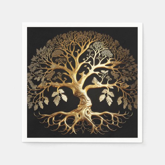 Golden Tree of Life Yggdrasil Serviette (Vorderseite)