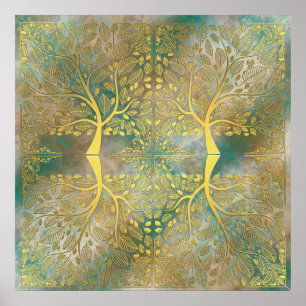Golden Tree Reflektion Poster