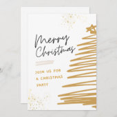 Golden Tree Weihnachts-Party Einladung (Vorne/Hinten)