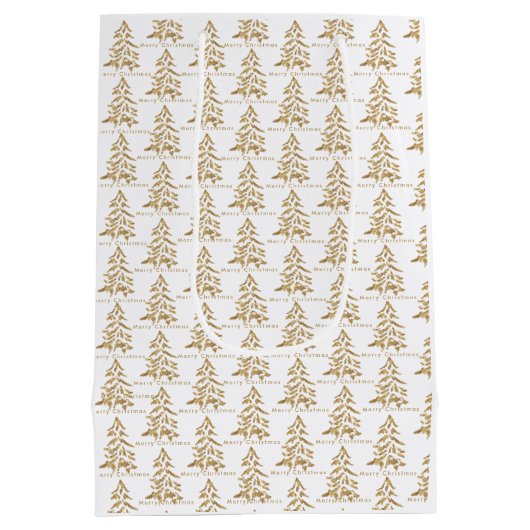 Golden Trees Frohe Weihnachten Mittlere Geschenktüte (Rückseite)