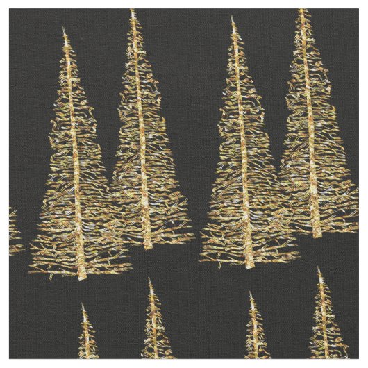 Golden Trees Weihnachten Gold Custom Fabric Stoff (Nahaufnahme)